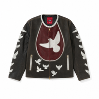 Jacket Doves Distressed Leather Moto Black | KidSuper, Hype clothes, view 2