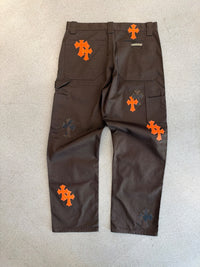 Denim Pants Carpenters Cross Patch Brown Orange | Chrome Hearts, view 2