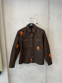 Jacket Work Dog Leather Cross Patch Orange | Chrome Hearts, view 3
