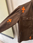 Jacket Work Dog Leather Cross Patch Orange | Chrome Hearts, view 4