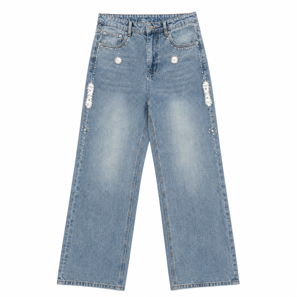 Jeans Blue Rhinestones | Maison Guava