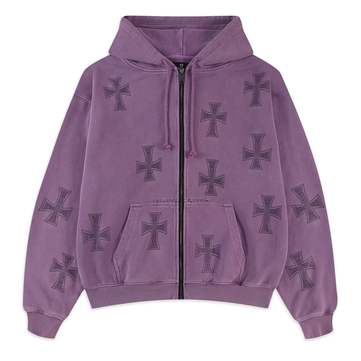 Hoodie UNKNWON Washed Purple Rhinestone