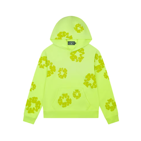 Hoodie Mono Cotton Wreath Neon Green | Denim Tears