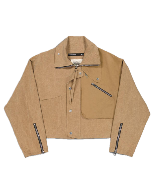 Asymetric Cropped REVEUR LUCIDE Jacket Beige