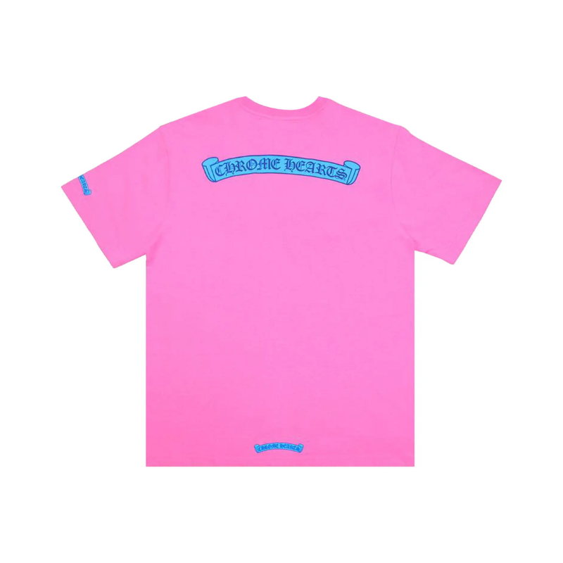 T-shirt Pink Blue Scroll Logo | Chrome Hearts