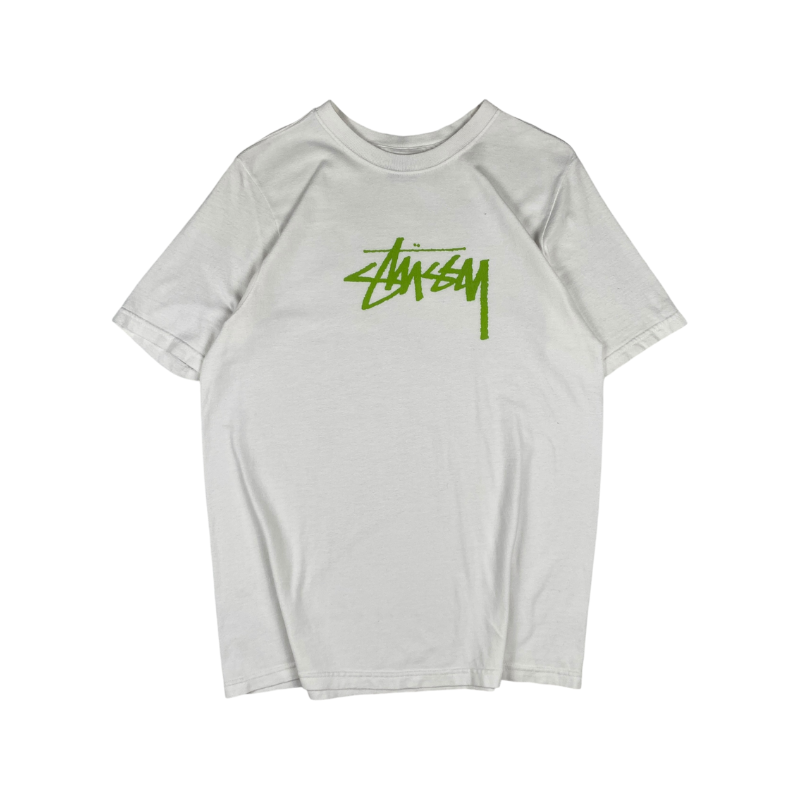 Stussy White Green Logo Tee