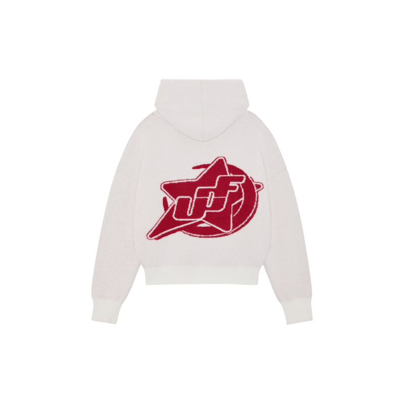 Zip Hoodie White Red | UNDEFINED