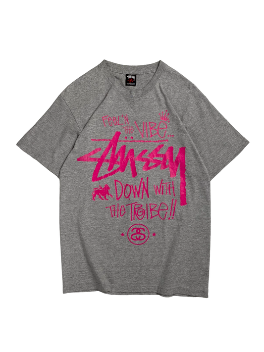 Stüssy Vintage Grey Pink Logo Tee