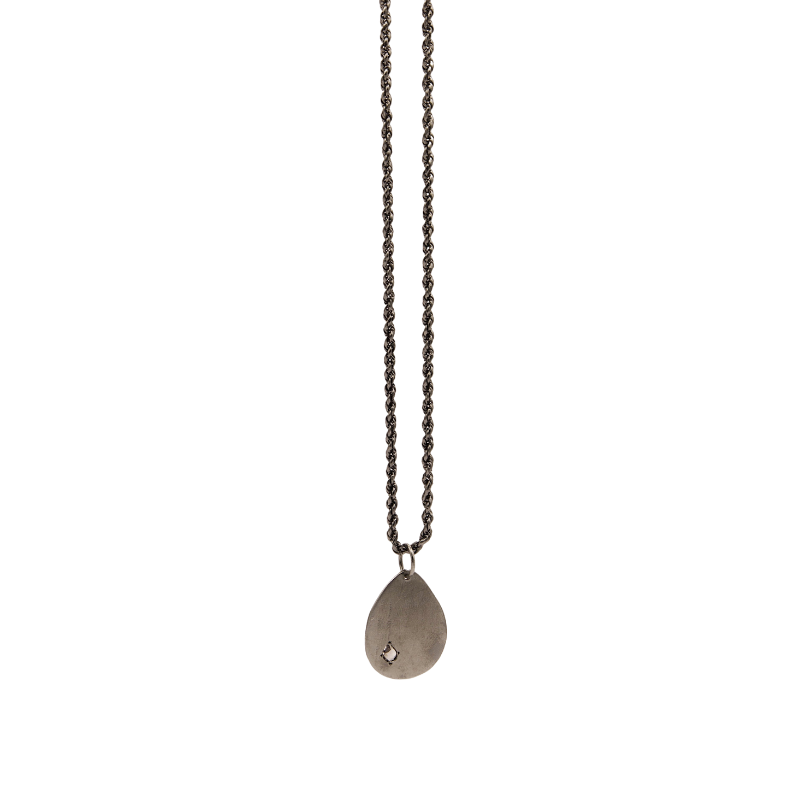 Necklace Sulia rodié (plaque diamant champagne)  | Baya