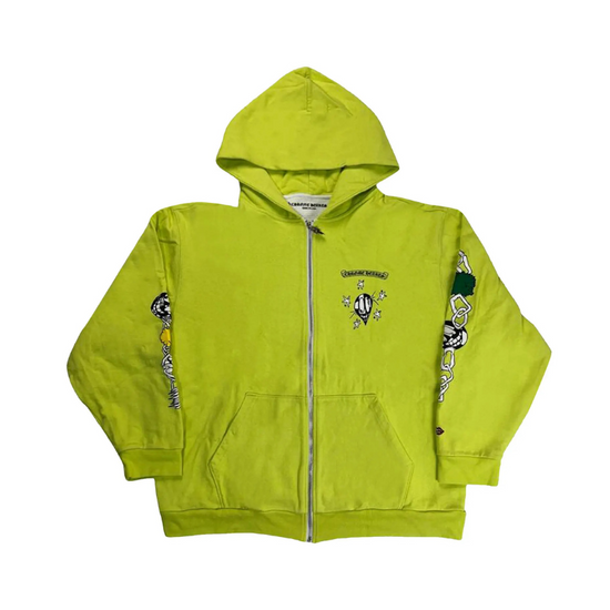 Sweat à capuche zippé Link « Vert citron » | Chrome Hearts x Matty Boy
