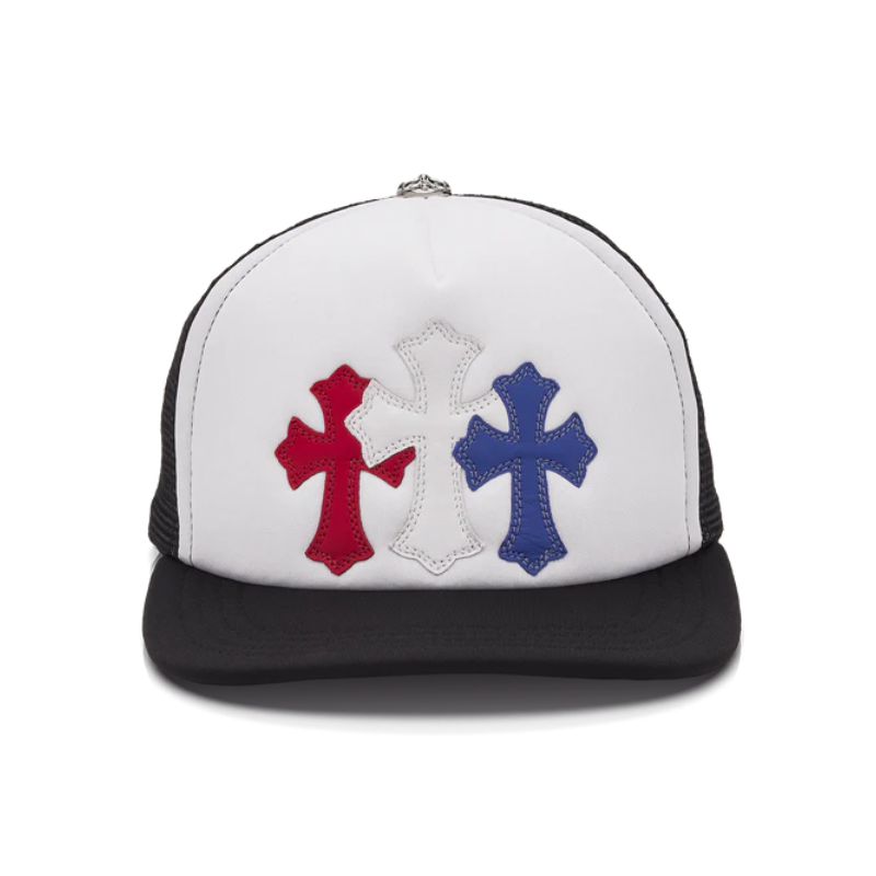 Cap Cross Patch Leather Cemetery Red/White/Blue | Chrome Hearts
