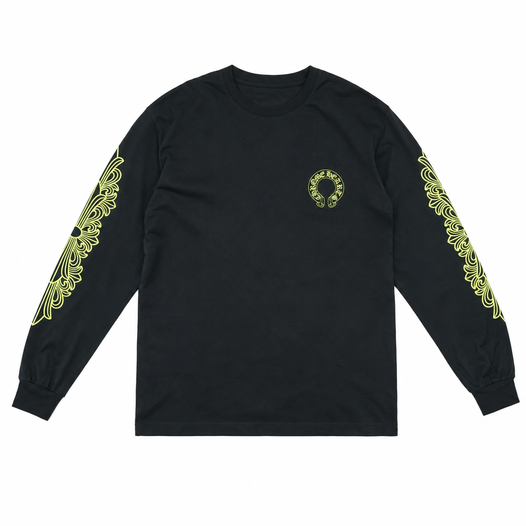 Longsleeve Black Horseshoe Neon | Chrome Hearts