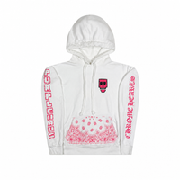 Hoodie Punk Munk Friends and Family Pink White | Chrome Hearts