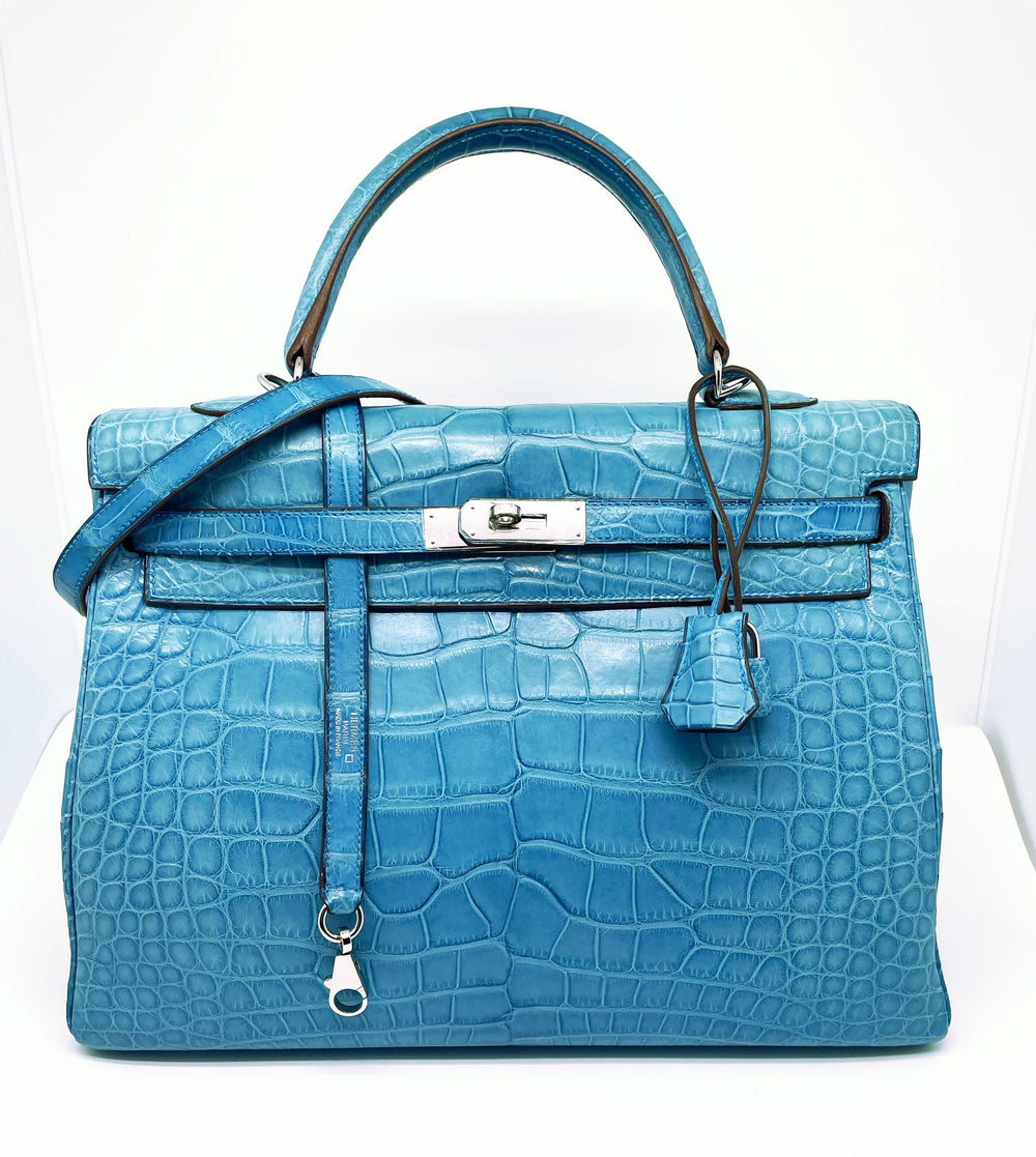 Kelly HERMES 35 Alligator Blue Mykonos