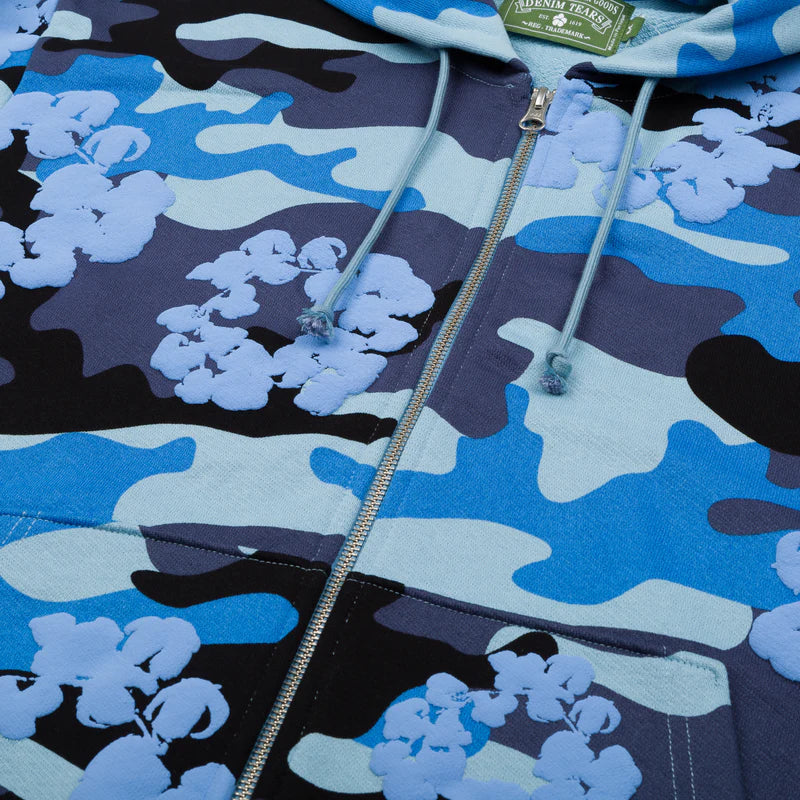 Denim Tears★花柄 ジップアップフーディー Blue Camo 送関込 Zip Hoodie Blue Camo Cotton Wreath | Denim Tears – Maison Guava