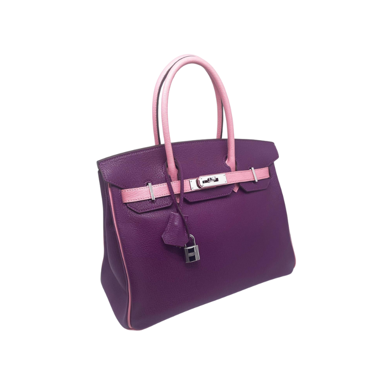 Sac Hermès Birkin 30 Bi Color HHS Cuir De Chèvre Anémone &amp; Rose Confetti Garniture Argente Palladié | Hermès