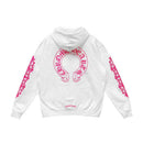 Hoodie Horseshoe Floral White Pink Fluo | Chrome Hearts
