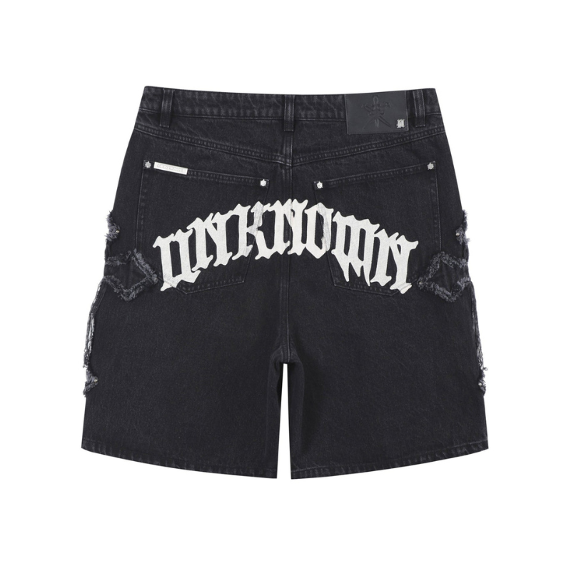 UNKNOWN Black Jorts Cross patched