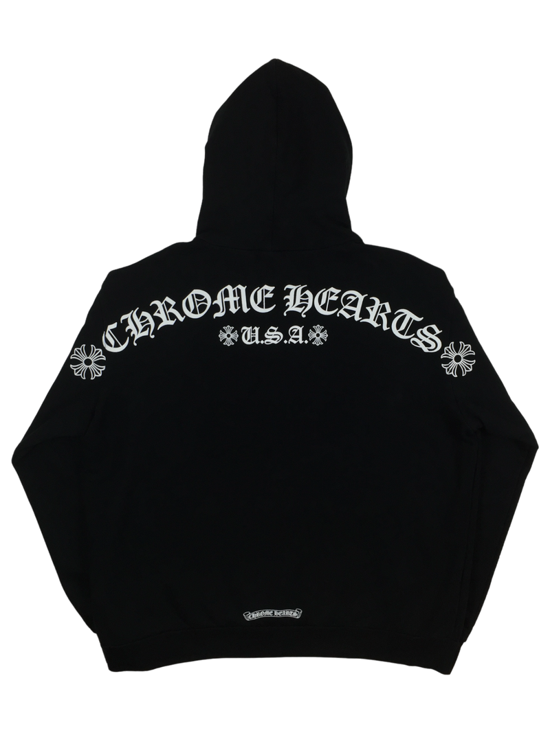 Chrome Hearts Black Spellout Vertical Logo Hoodie Vintage