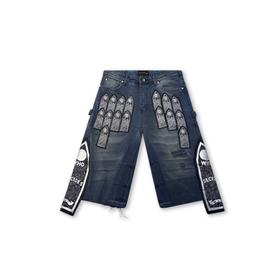 Denim Shorts Carpenter Patch Arched Indigo | WhoDecidesWar