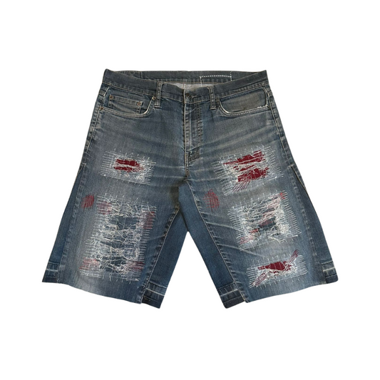 Distressed STUDIO POLYVALENT Blue/Red Short