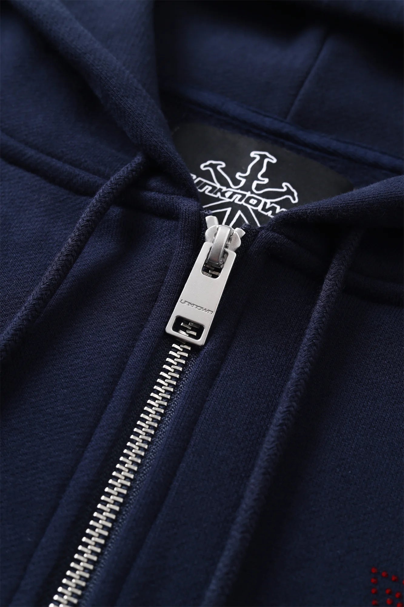 Zip Hoodie Navy/Red Crosses Rhinestone | Unknown