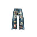 Jeans Sunflower Stitch Denim Blue & Red & Orange  | StudioPolyvalent