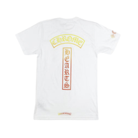 T-shirt White Orange Gradient Vertical Logo  | Chrome Hearts