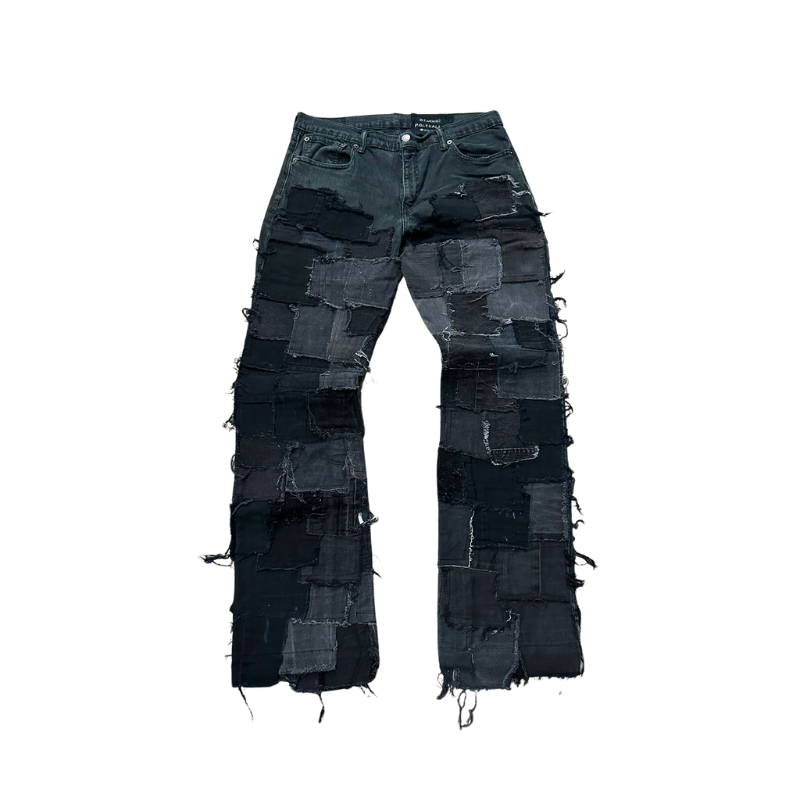 Jeans Black/Grey Squared Patched Wool  | StudioPolyvalent