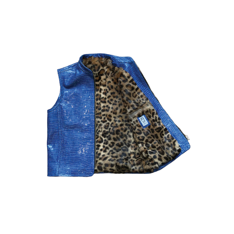 Leather Jacket Leonpardine Blue | Malgré Lui