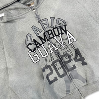 Zip Hoodie ’48 Cambon’ Grey | Maison Guava