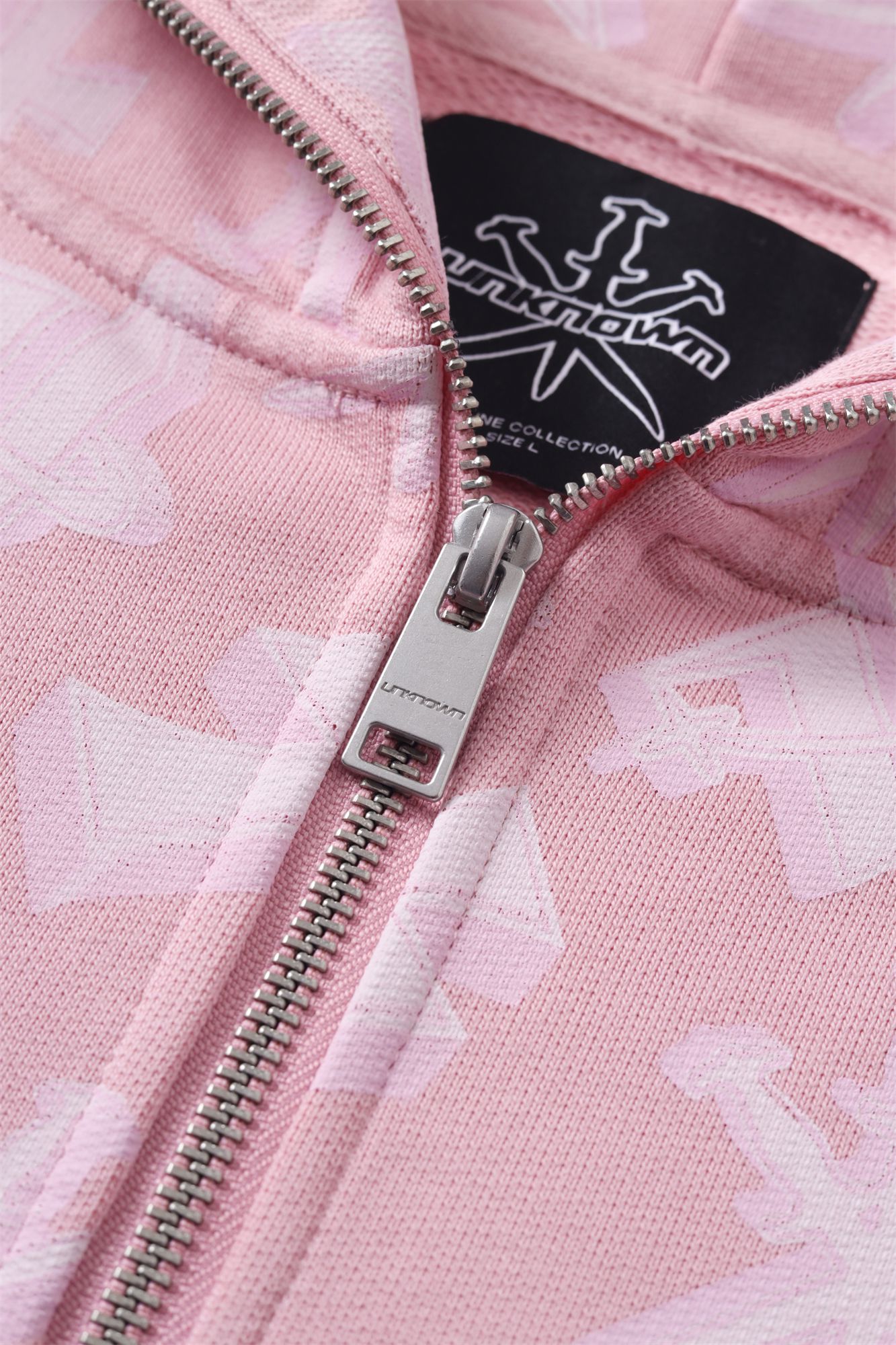 UNKNOWN 3D Monogram Logo Full Zip Pink