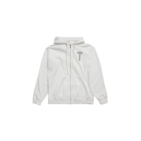 Zip Hoodie Vertical Logo White | Chrome Hearts