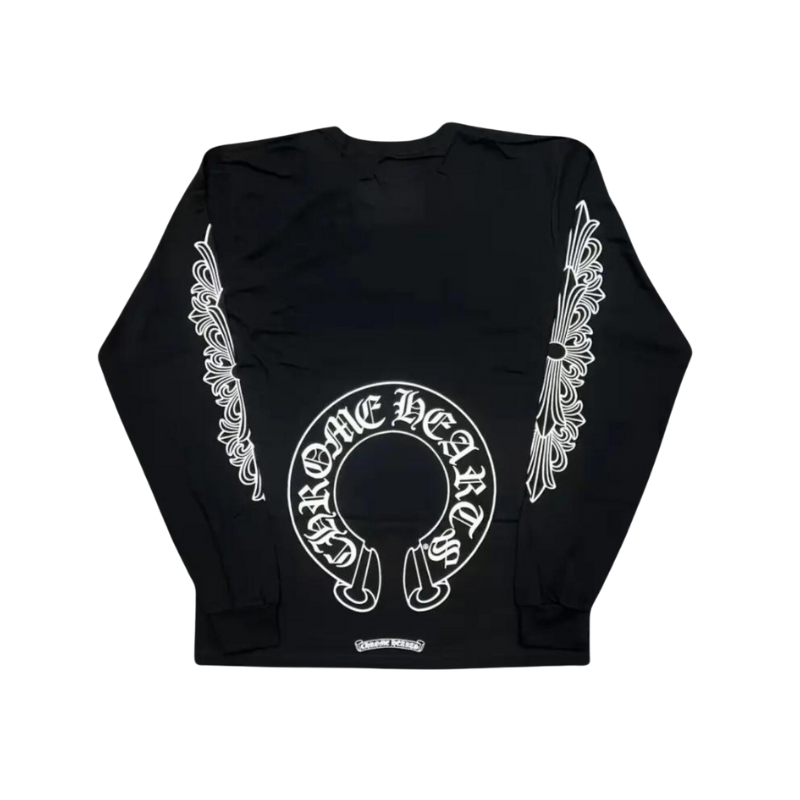 Longsleeve Black Floral Horseshoe | Chrome Hearts