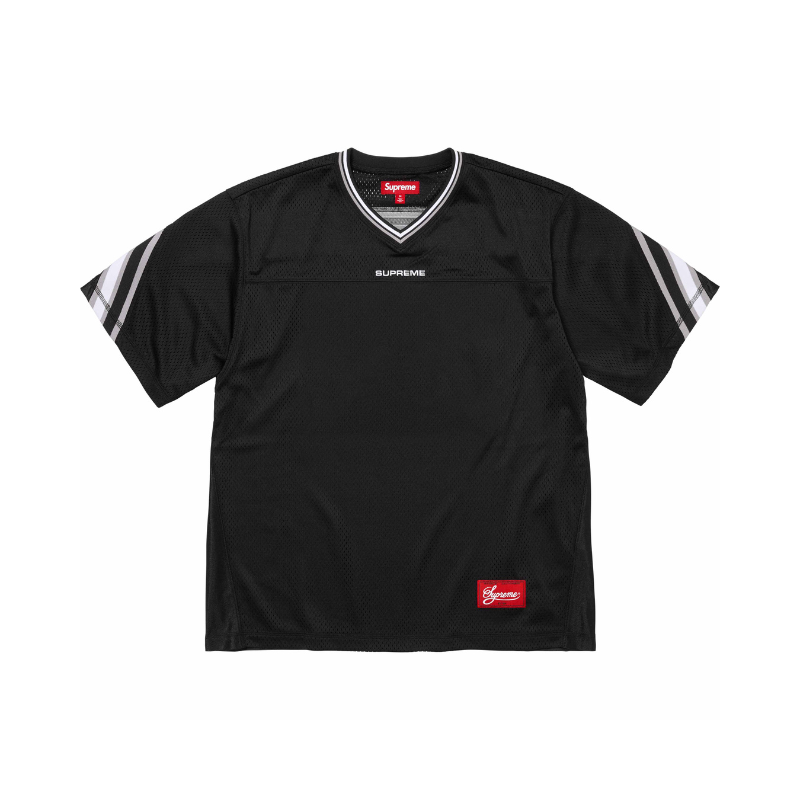 Jacquard Rib SUPREME Football Jersey Black