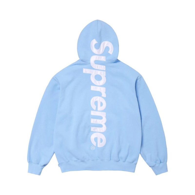 SUPREME Satin Appliqué Hooded Sweatshirt Bleu