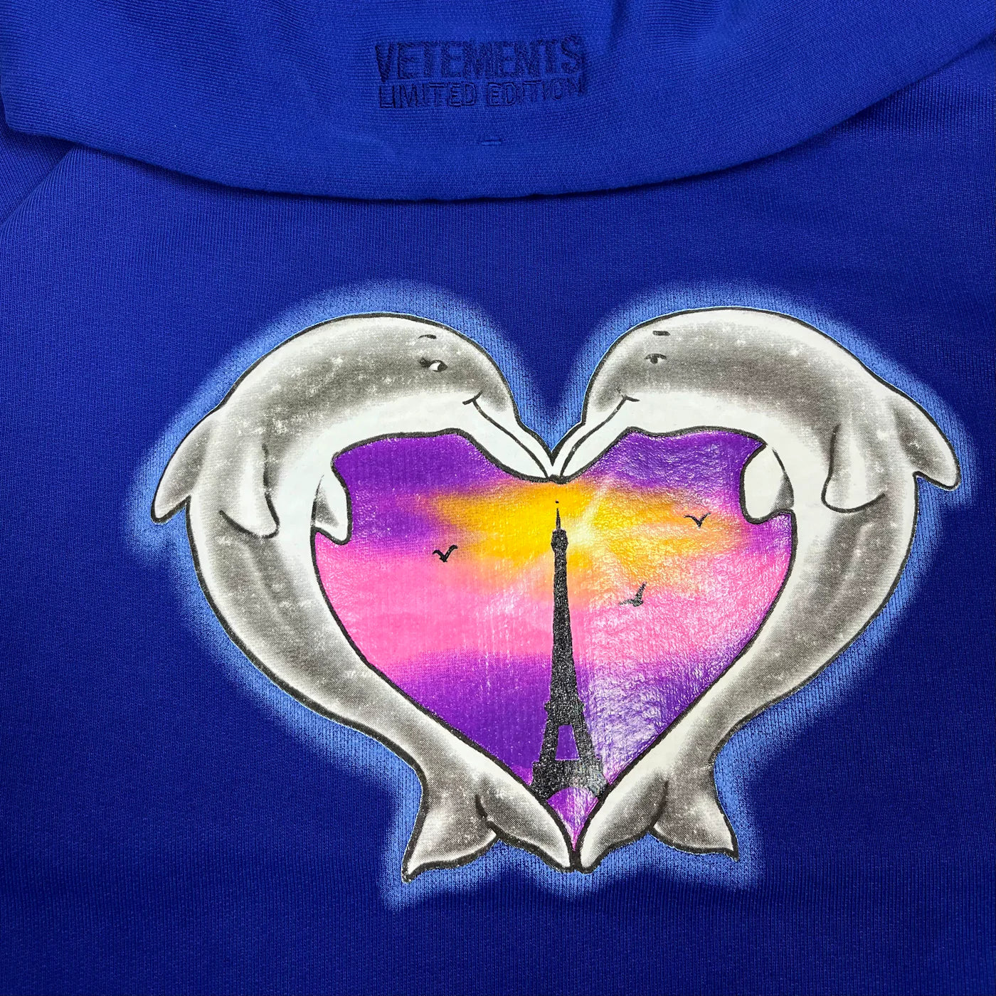 Hoodie  Blue Dolphins Heart Logo | Vetements