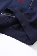 Zip Hoodie Cross Rhinestone Navy Red | Unknown