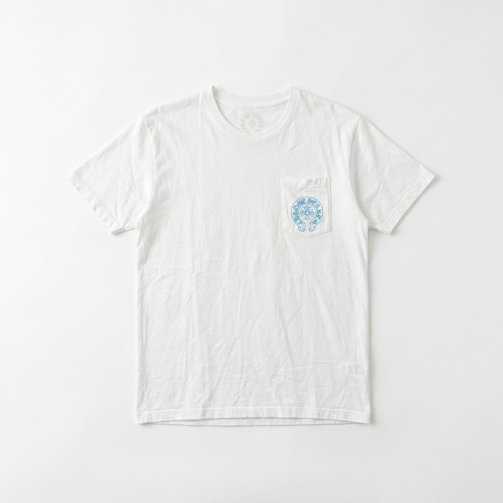 T-shirt White Triple Cross Baby Blue  | Chrome Hearts