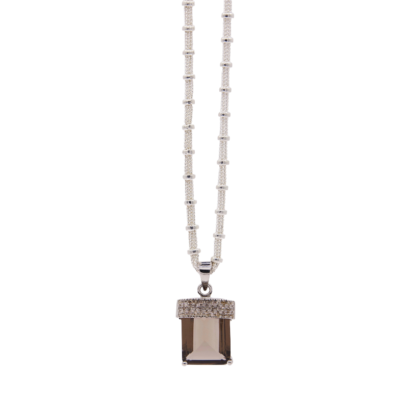 Necklace sultan brun chaîne (quartz fumé) | Baya