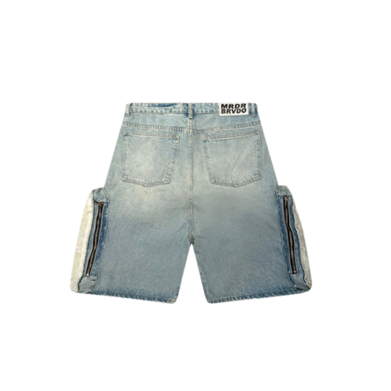 Denim Shorts Side embroidery Sky  | WhoDecidesWar