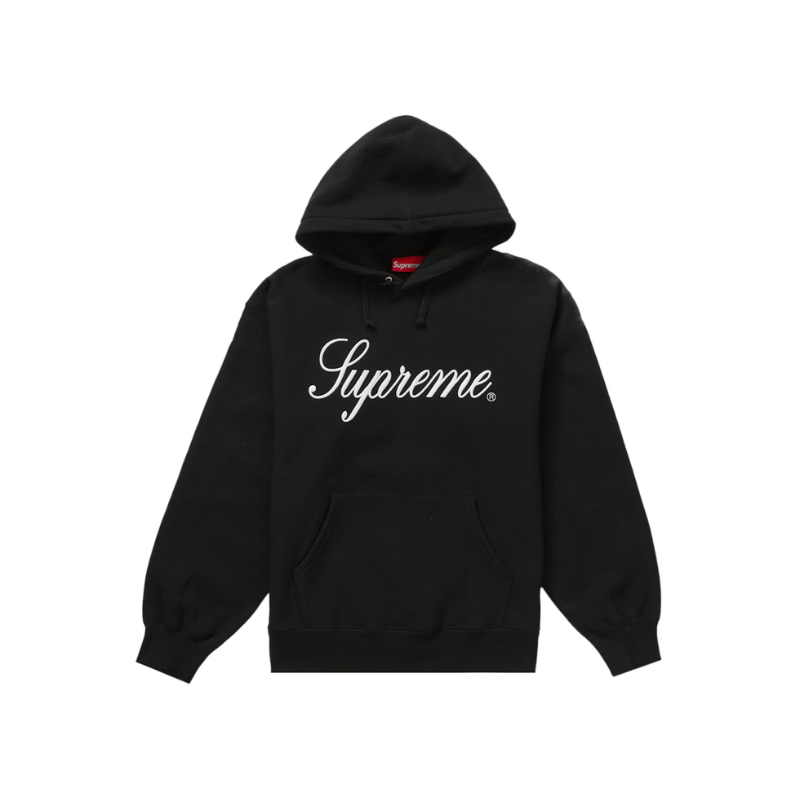 Hoodie Raised Script Black | Supreme