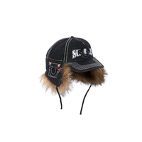 Cap Earflap 5-Panel Black | Supreme x True Religion
