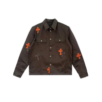 Jacket Work Dog Leather Cross Patch Orange | Chrome Hearts, view 3