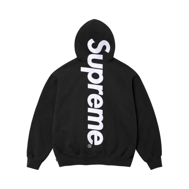 Hoodie Satin Appliqué Black | Supreme