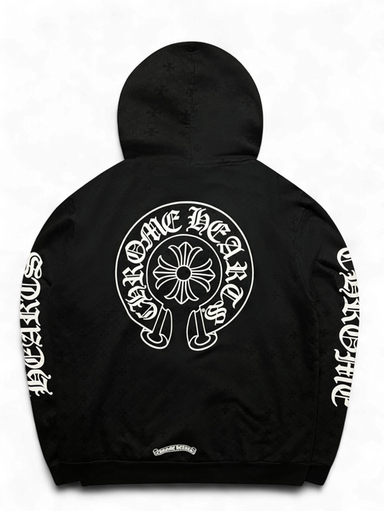Hoodie Plus Cross Allover Print Horseshoe Logo | Chrome Hearts