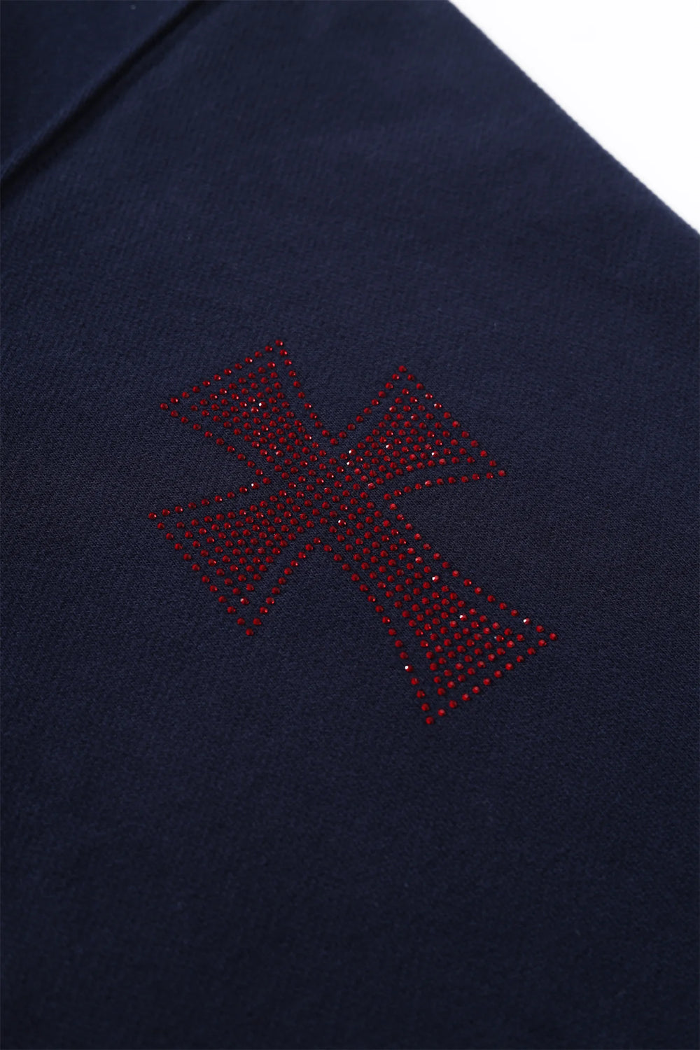 Zip Hoodie Navy/Red Crosses Rhinestone | Unknown