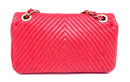 Shoulder bag 21 Cuir Et Motif Chevron Rouge Valentine Vintage | Chanel
