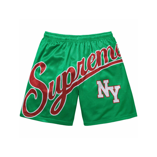 Mesh Shorts Big Script Mesh Green | Supreme