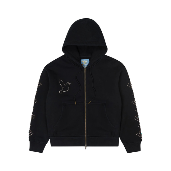 Zip Hoodie Dove & Eye Studded Black | KidSuper